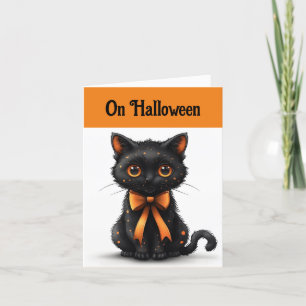 Orange och svart katt gratulationskort kort