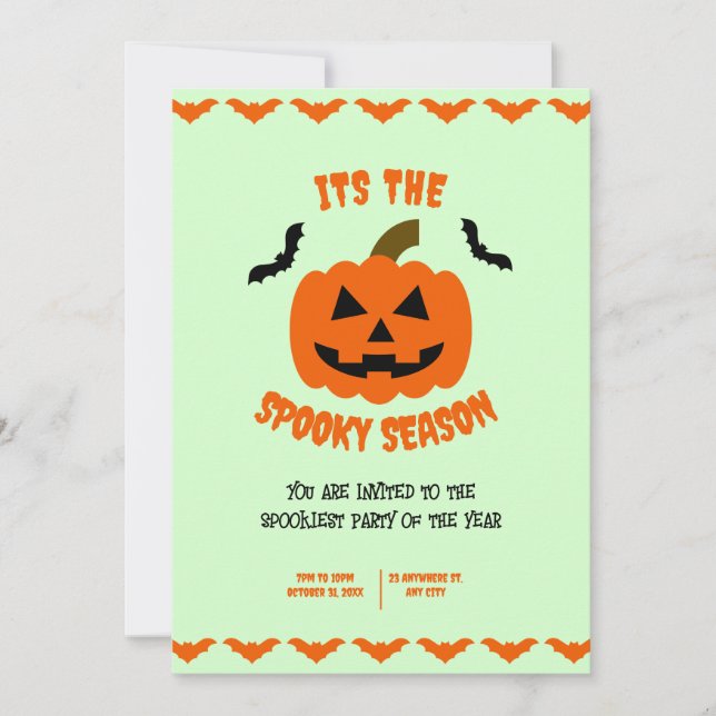 Orange och svart kuslig Halloween, Halloweenfest  Inbjudningar (Framsida)