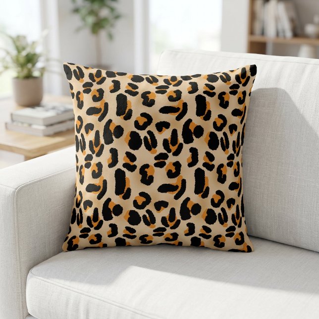 Orange och svart leopard Skriv ut Dekorativ kudde (Animal Print Pillow)