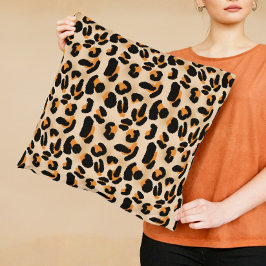 Orange och svart leopard Skriv ut Dekorativ kudde