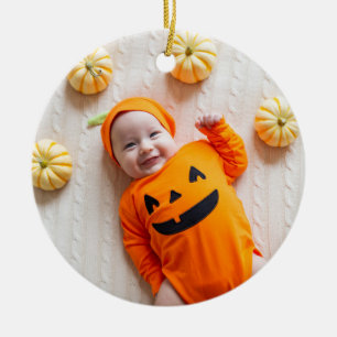 Orange och svart mitt första Halloween-foto Julgransprydnad Keramik