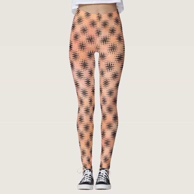 Orange och svart modern lagstiftning leggings (Framsida)