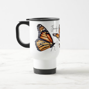 Orange- och svart monarch-smör resemugg