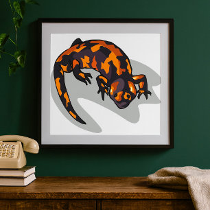 Orange och svart ödla poster