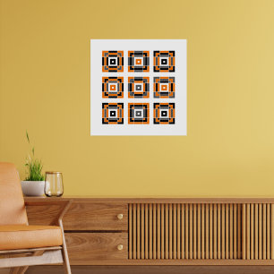 Orange och svart panel poster