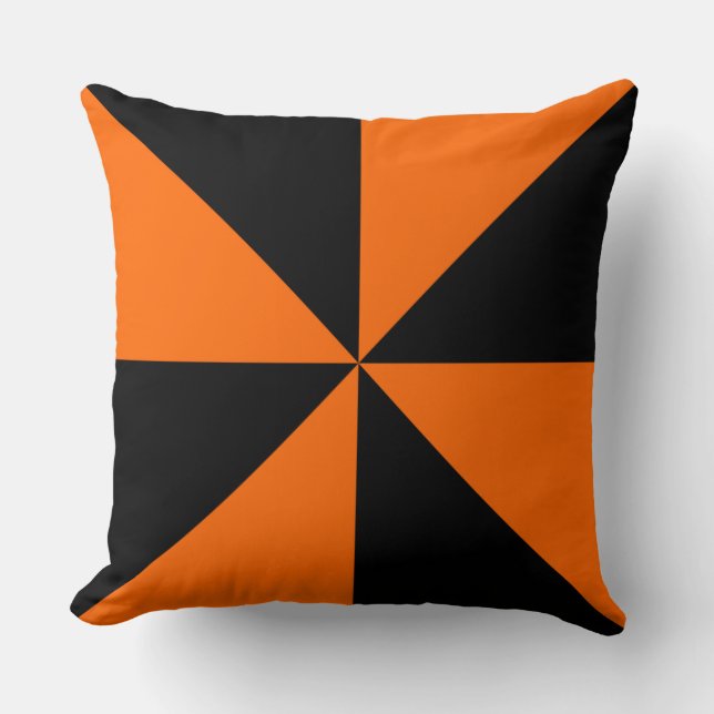 Orange och svart pinwheel kudde (Framsida)