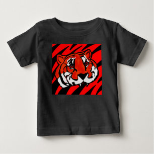 ORANGE OCH SVART RAND T SHIRT