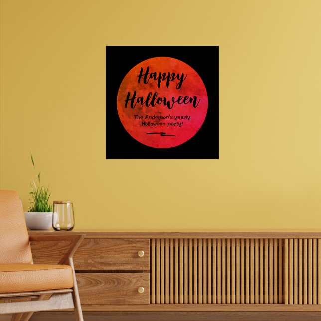 Orange och svart talesman Full Moon Happy hallowee Poster (Vardagsrum 2)