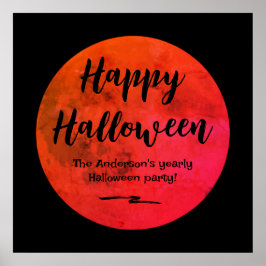Orange och svart talesman Full Moon Happy hallowee Poster