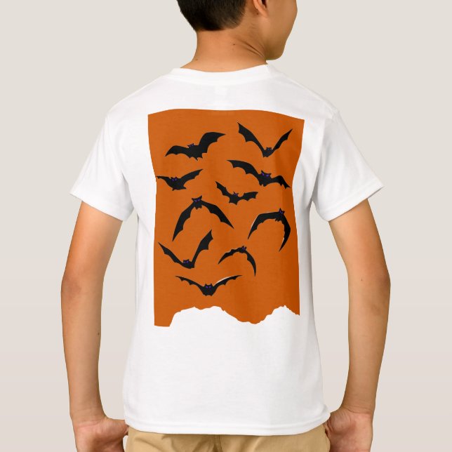 Orange och svart taloky Modern Happy halloween Kid T Shirt (Baksida)