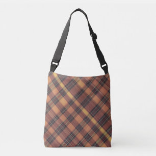 Orange och svart tartan, varm och trendig mönster axelväska