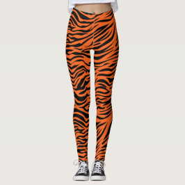 Orange och svart tiger rand leggings