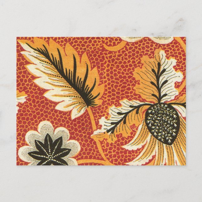 Orange och svart vintage blom- vykort (Framsida)