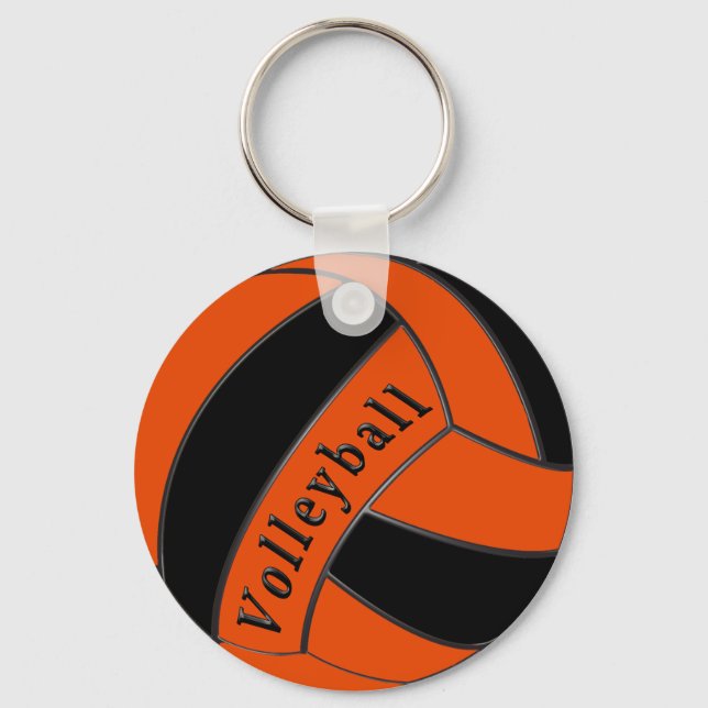 Orange och svart volleyball Party favors, Billigt Nyckelring (Framsida)
