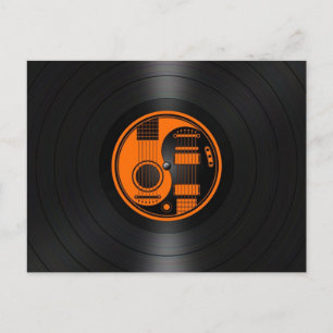 Orange och svart Yin Yang Guitars Vinyl Graphic Vykort