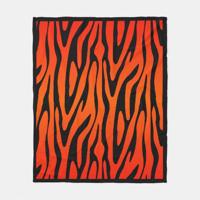 Orange och svart zebraskinnsmönster fleecefilt (Framsidan)
