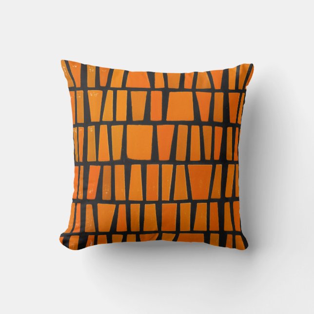 Orange och svarta afrikanska stammen mönster kudde (Framsida)