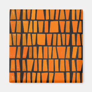 Orange och svarta afrikanska stammen mönster magnet