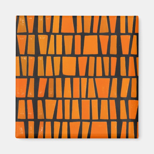 Orange och svarta afrikanska stammen mönster magnet (Framsidan)