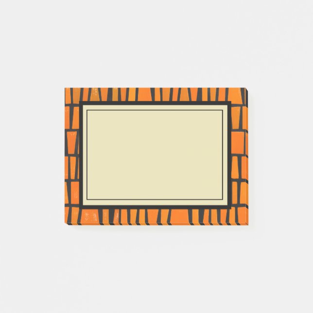 Orange och svarta afrikanska stammen mönster post-it block (Framsida)