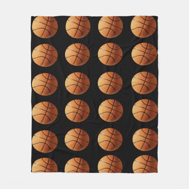 Orange och svarta basketbollar Mönster, medium Fleecefilt (Framsidan)