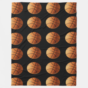 Orange och svarta basketbollar Mönster, stora Fleecefilt