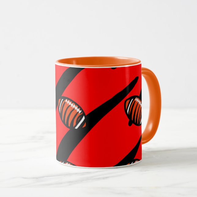 ORANGE OCH SVARTA RANDIGA  MUGG (Framsida höger)