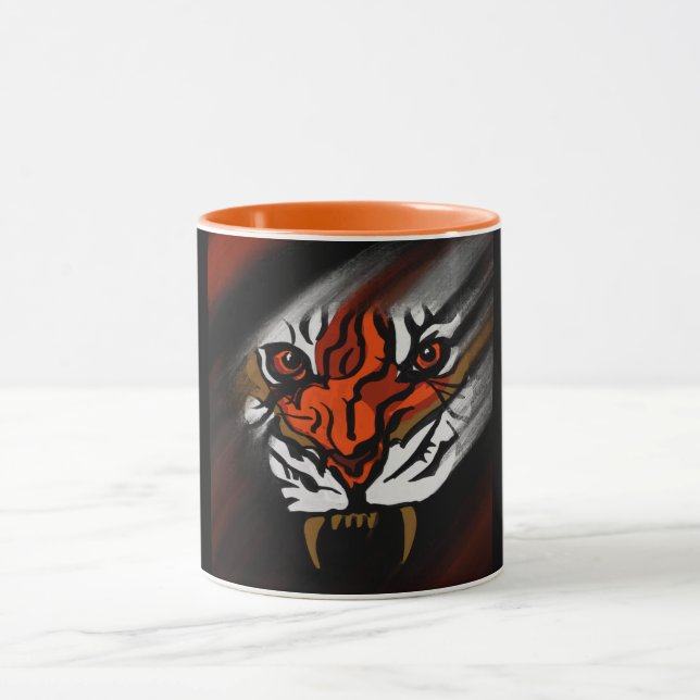 ORANGE OCH SVARTA RANDOR MUGG (Center)