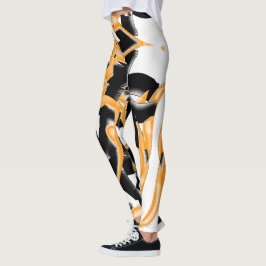 Orange- och svarta skrapor eller band som förstörs leggings