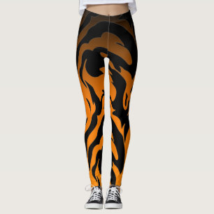Orange och svarta tiger remsor leggings
