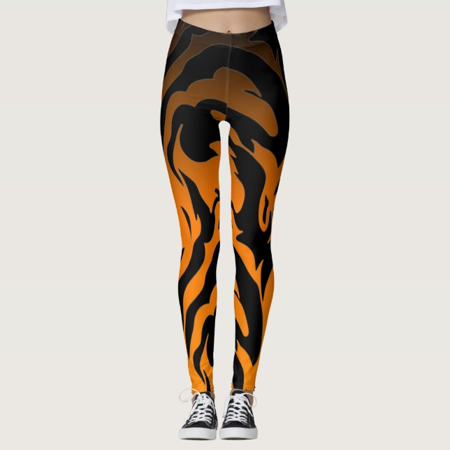Orange och svarta tiger remsor leggings (Framsida)