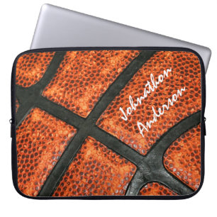 Orange- och svartbasketmönster med autografen laptop fodral