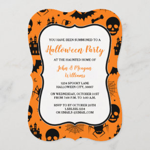 Orange- och svarthalloween festinbjudan inbjudningar