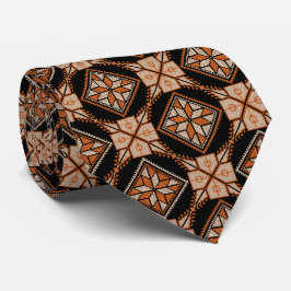 Orange och svartvitt Henna Thobe Print Mönster Slips