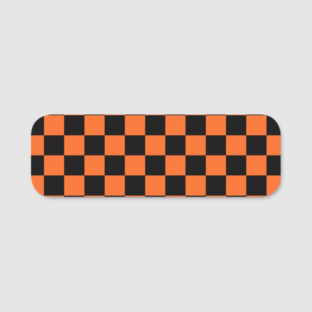 Orange- och svartvitt namnbricka (Framsida)