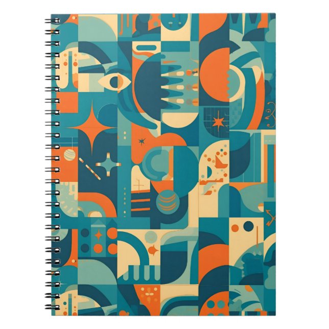 Orange och teal geometrisk abstrakt anteckningsbok (Framsidan)