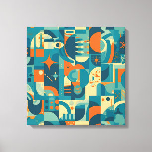 Orange och teal geometrisk abstrakt canvastryck