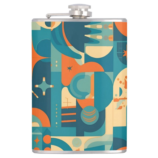 Orange och Teal Geometrisk Abstrakt Fickplunta (Framsidan)