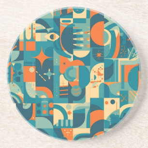 Orange och teal geometrisk abstrakt underlägg