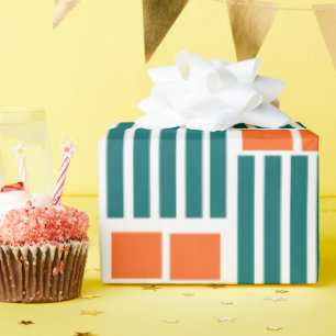 Orange och Teal Linjer och Boxes Presentpapper
