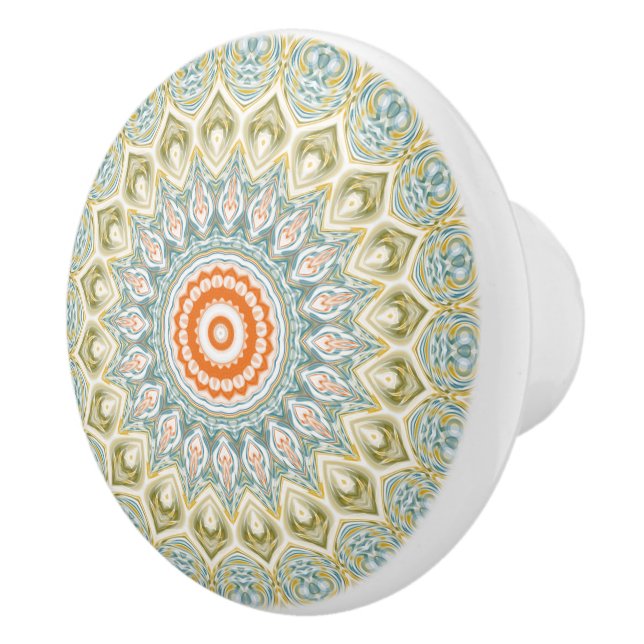 Orange och teal-mandalamönster med guldbekladdnad  knopp (Höger)