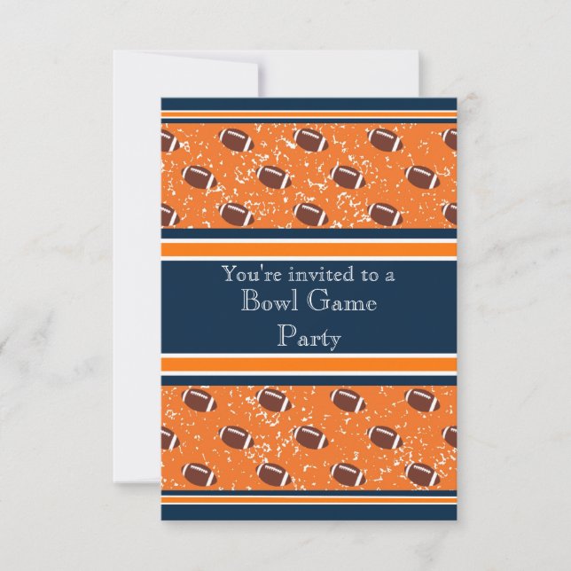 Orange och tunga fotbollar med vilt/Födelsedagsfes Inbjudningar (Framsida)