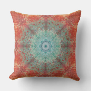 Orange och turkos Abstrakten Mandala Intricate Kudde