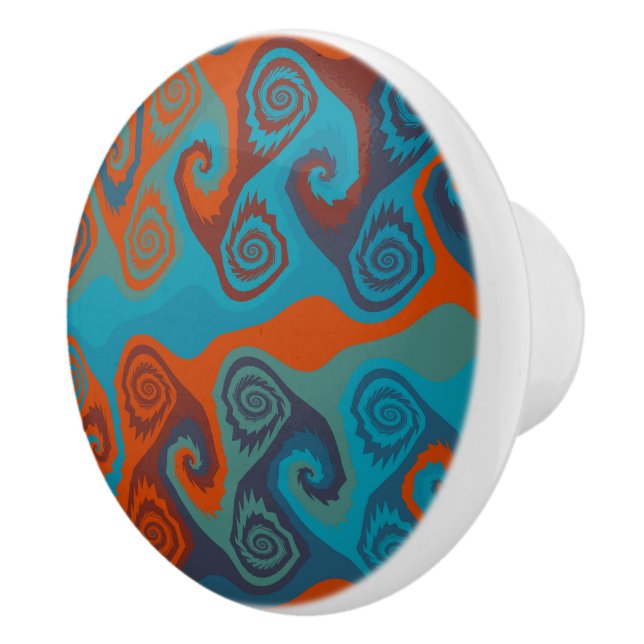 Orange och turkos Swirl abstrakt Knopp (Höger)