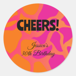 Orange och varmt rosa gradient-glädje runt klistermärke