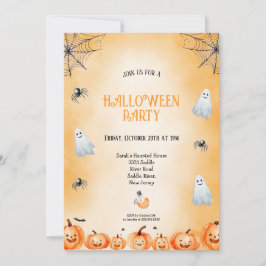 ORANGE OCH VIN OCH SVART HALLOWEEN FEST INBJUDNINGAR