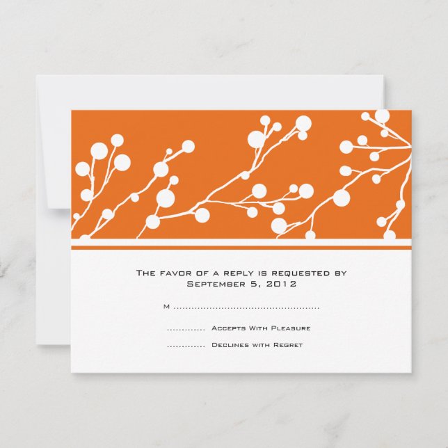 Orange och vit Blommigt Monogram Bröllop OSA Kort (Framsida)