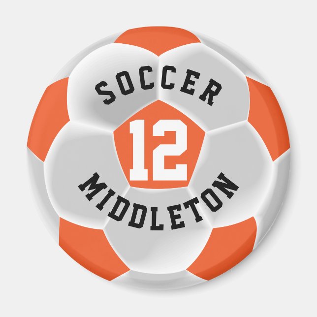 Orange och vit ⚽ Boll Magnet (Framsidan)