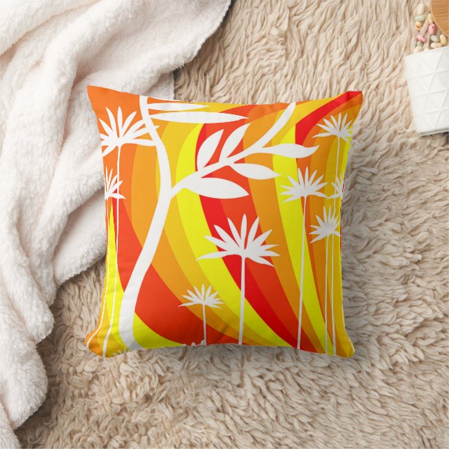 Orange och vit botanisk illustration kudde (Filt)