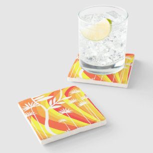Orange och vit botanisk illustration stenunderlägg